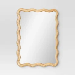 24"x 30" Scalloped Wall Mirror Natural Wood - Threshold™: Modern Style, Rectangle Shape, Wood Frame, Wall Mount 6 24"x 30" Scalloped Wall Mirror Natural Wood - Threshold™: Modern Style, Rectangle Shape, Wood Frame, Wall Mount -Threshold GUEST 054c65a2 d979 4a26 8172 e7c7e19139ac