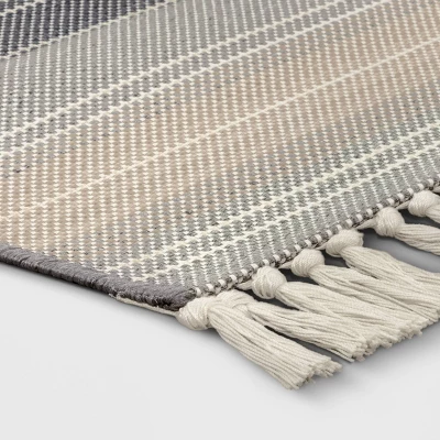7'x10' Striped Tapestry Rectangular Woven Outdoor Area Rug Gray - Threshold™ 4 7'x10' Striped Tapestry Rectangular Woven Outdoor Area Rug Gray - Threshold™ - Image 2