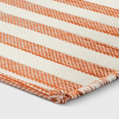 7'x10' Narrow Wornstripe Rectangular Woven Outdoor Area Rug Coral Orange - Threshold™ 4 7'x10' Narrow Wornstripe Rectangular Woven Outdoor Area Rug Coral Orange - Threshold™ - Image 2