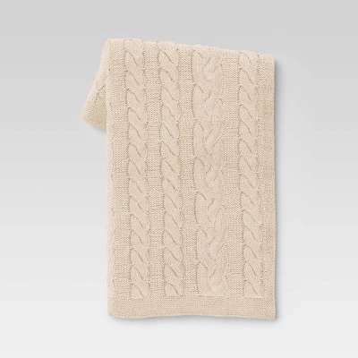 Chunky Cable Knit Reversible Throw Blanket - Threshold™ 6 Chunky Cable Knit Reversible Throw Blanket - Threshold™ - Image 5