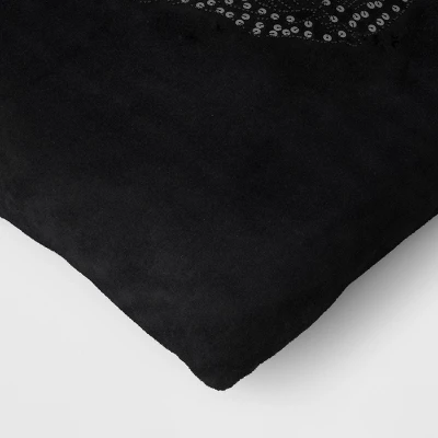 Beaded Skull Velvet Square Throw Pillow Cover Black - Threshold™: Skeleton Pillow, Hidden Zipper, Indoor Use 5 Beaded Skull Velvet Square Throw Pillow Cover Black - Threshold™: Skeleton Pillow, Hidden Zipper, Indoor Use - Image 3
