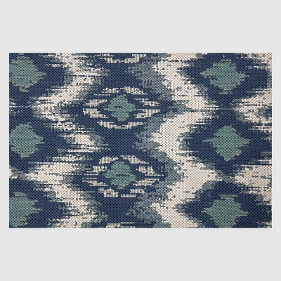 Ikat Outdoor Rug Blue - Threshold 4 Ikat Outdoor Rug Blue - Threshold - Image 2