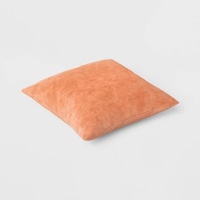 Washed Cotton Velvet Square Throw Pillow Pink - Threshold™: Indoor Velvet Cushion, Hidden Zipper, Polyester Fill 4 Washed Cotton Velvet Square Throw Pillow Pink - Threshold™: Indoor Velvet Cushion, Hidden Zipper, Polyester Fill - Image 2