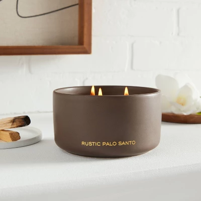 15oz Ceramic Jar 3-Wick Black Label Rustic Palo Santo Candle - Threshold™ 3 15oz Ceramic Jar 3-Wick Black Label Rustic Palo Santo Candle - Threshold™