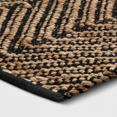 2'4"x7' Handloom Chevron Runner Rug Black - Threshold™: Jute & Cotton, Indoor, Abstract Pattern, OEKO-TEX Certified 4 2'4"x7' Handloom Chevron Runner Rug Black - Threshold™: Jute & Cotton, Indoor, Abstract Pattern, OEKO-TEX Certified - Image 2