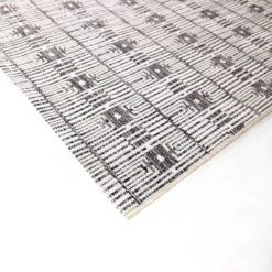 9'2"x12' Retro Repeat Outdoor Rug Black - Threshold™: Weather-Resistant Geometric Polypropylene Area Rug