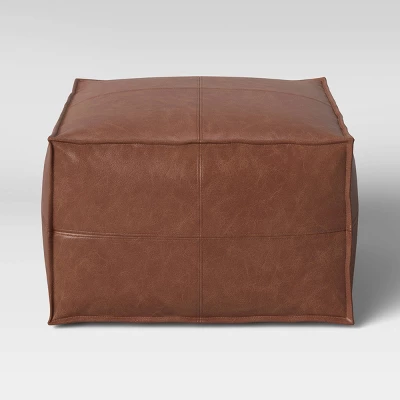 Earl Faux Leather French Seam Ottoman - Threshold™ 5 Earl Faux Leather French Seam Ottoman - Threshold™ - Image 4