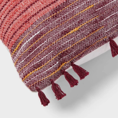Woven Linework Dec Pillow Oblong Ivory/Plum Red/Dark Salmon Orange - Threshold™: Cotton Fabric, Indoor Decorative Accessory 5 Woven Linework Dec Pillow Oblong Ivory/Plum Red/Dark Salmon Orange - Threshold™: Cotton Fabric, Indoor Decorative Accessory - Image 3