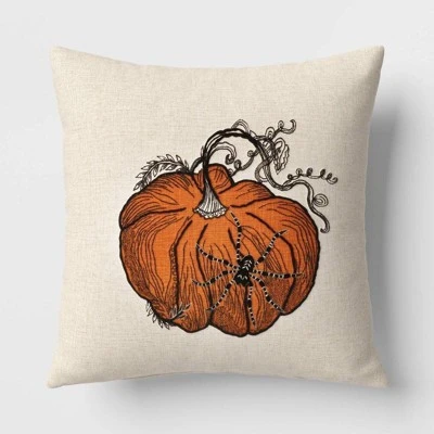 Pumpkin With Spider Cotton Square Halloween Throw Pillow Ivory - Threshold™ 7 Pumpkin With Spider Cotton Square Halloween Throw Pillow Ivory - Threshold™ - Image 5