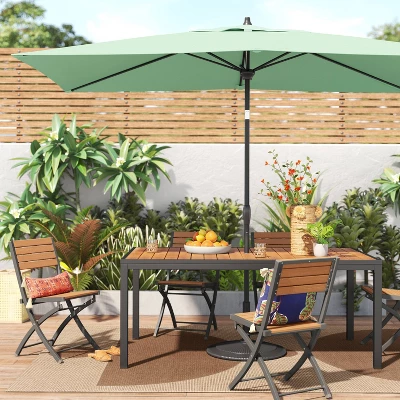 10'x6' Rectangular Market Patio Umbrella - Black Pole - Threshold™ 3 10'x6' Rectangular Market Patio Umbrella - Black Pole - Threshold™