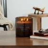23oz XL 3-Wick Leather + Embers Wooden Amber Glass With Wood Lid And Stamped Logo Amber - Threshold™ -Threshold GUEST 220aa5f5 4b20 4424 b367 6c021967b049