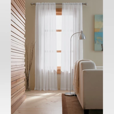 1pc 52"x84" Sheer Chiffon Curtain Panel White - Threshold™ 3 1pc 52"x84" Sheer Chiffon Curtain Panel White - Threshold™