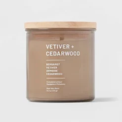 Glass Jar Vetiver And Cedarwood Candle Brown - Threshold™ -Threshold GUEST 2be66217 9673 4f71 89d7 981533e54650