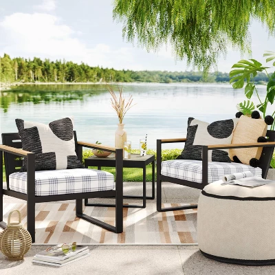 5' X 7' Stripe Tapestry Outdoor Rug Khaki/Gray - Threshold™ 3 5' X 7' Stripe Tapestry Outdoor Rug Khaki/Gray - Threshold™