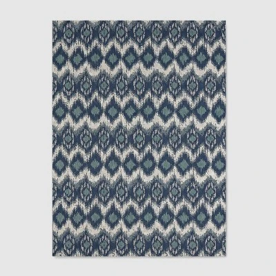 Ikat Outdoor Rug Blue - Threshold 6 Ikat Outdoor Rug Blue - Threshold - Image 4