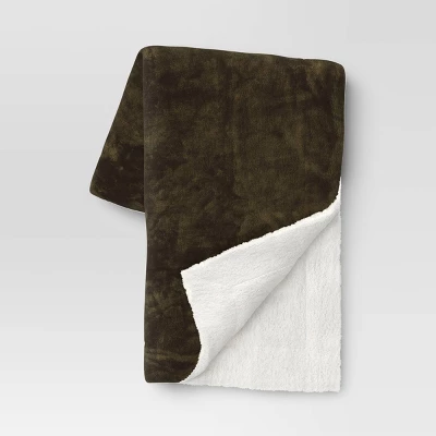 Solid Printed Plush With Shearling Reverse Throw Blanket - Threshold™ 8 Solid Printed Plush With Shearling Reverse Throw Blanket - Threshold™ - Image 6