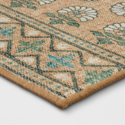 28"x84" Floral Block Memory Foam Runner Rug Yellow - Threshold™ 4 28"x84" Floral Block Memory Foam Runner Rug Yellow - Threshold™ - Image 2