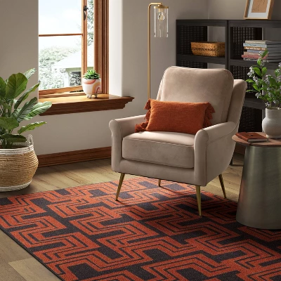 Geometric Area Rug Orange/Black - Threshold™ 3 Geometric Area Rug Orange/Black - Threshold™