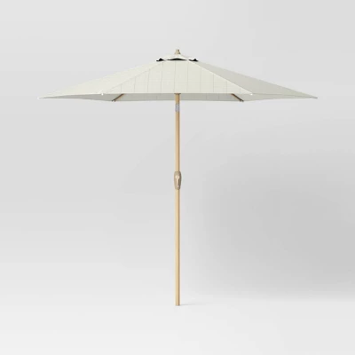 9' Round Grid Outdoor Patio Market Umbrella Cream With Light Wood Pole - Threshold™ 8 9' Round Grid Outdoor Patio Market Umbrella Cream With Light Wood Pole - Threshold™ - Image 6