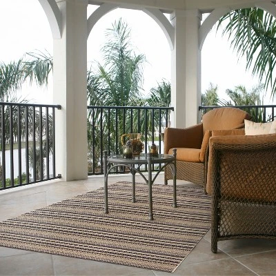 5' X 7' Lake Stripe Outdoor Rug Navy - Threshold™ 5 5' X 7' Lake Stripe Outdoor Rug Navy - Threshold™ - Image 3