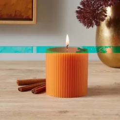 New Release 7 Ribbed Pillar Pumpkin Spice Candle - Threshold™