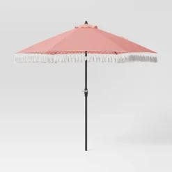 7.5'x7.5' Fringe Patio Market Umbrella - Black Pole -Threshold GUEST 445c5741 1c2a 4e71 9500 bdd674835f26