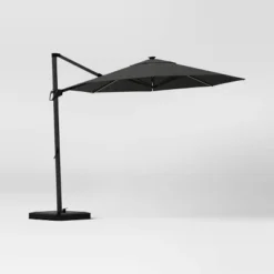10' Round Solid Solar Offset Outdoor Patio Cantilever Umbrella With Black Pole - Threshold™ -Threshold GUEST 4582378b f9fb 4d41 9552 12bedc3edad6
