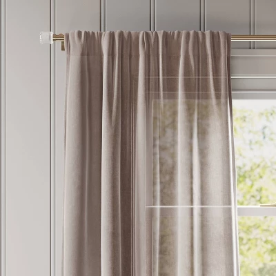 Light Filtering Textural Sheer Curtain Panel Brown - Threshold™ 6 Light Filtering Textural Sheer Curtain Panel Brown - Threshold™ - Image 4