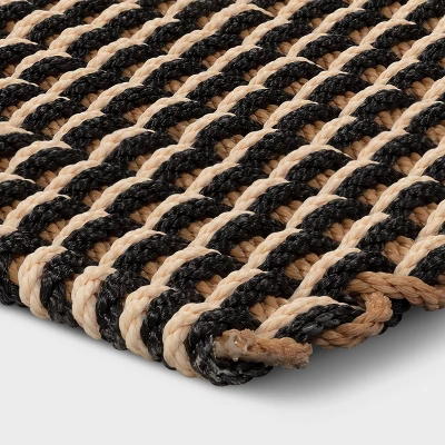 1'6"x2'6" Rope Braided Basket Weave Doormat Black/Brown/Cream - Threshold™ 4 1'6"x2'6" Rope Braided Basket Weave Doormat Black/Brown/Cream - Threshold™ - Image 2
