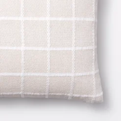 Oblong Woven Grid Decorative Throw Pillow Light Beige - Threshold™ Designed With Studio McGee: Cotton Ribbed, Indoor Rectangle Cushion -Threshold GUEST 49f374f5 cf8c 4114 a326 b05a8ff97c81