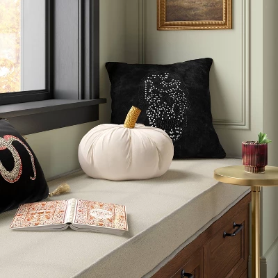 Beaded Skull Velvet Square Throw Pillow Cover Black - Threshold™: Skeleton Pillow, Hidden Zipper, Indoor Use 3 Beaded Skull Velvet Square Throw Pillow Cover Black - Threshold™: Skeleton Pillow, Hidden Zipper, Indoor Use