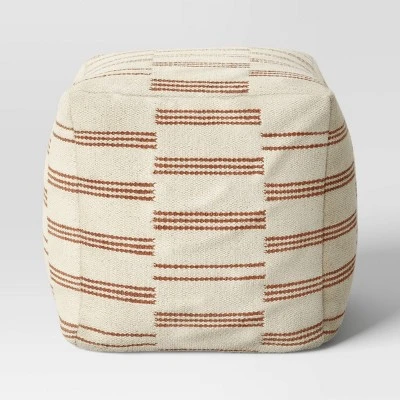 Palmette Wool Kilim Style Pouf With Removable Fill Cream With Rust Stripe - Threshold™ 4 Palmette Wool Kilim Style Pouf With Removable Fill Cream With Rust Stripe - Threshold™ - Image 2