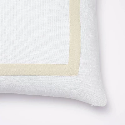 Euro Cotton Slub Border Applique Decorative Throw Pillow White/Camel - Threshold™ Designed With Studio McGee: Square Indoor Pillow 4 Euro Cotton Slub Border Applique Decorative Throw Pillow White/Camel - Threshold™ Designed With Studio McGee: Square Indoor Pillow - Image 2