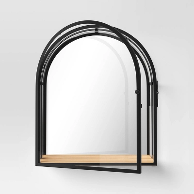 12"x14" Arched Mirrored Display Box Black - Threshold™: Modern Vertical Decor With Shelf 6 12"x14" Arched Mirrored Display Box Black - Threshold™: Modern Vertical Decor With Shelf - Image 4