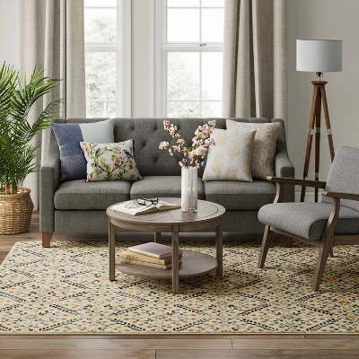 7'x10' Oxon Floral Mosaic Woven Area Rug Beige - Threshold™ 4 7'x10' Oxon Floral Mosaic Woven Area Rug Beige - Threshold™ - Image 2