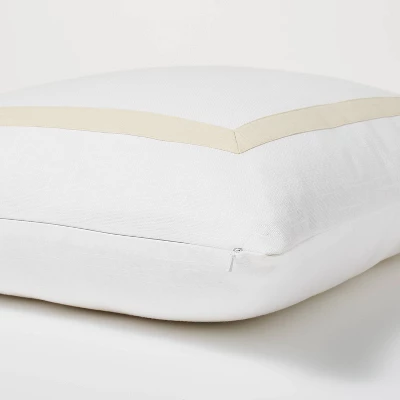 Euro Cotton Slub Border Applique Decorative Throw Pillow White/Camel - Threshold™ Designed With Studio McGee: Square Indoor Pillow 5 Euro Cotton Slub Border Applique Decorative Throw Pillow White/Camel - Threshold™ Designed With Studio McGee: Square Indoor Pillow - Image 3