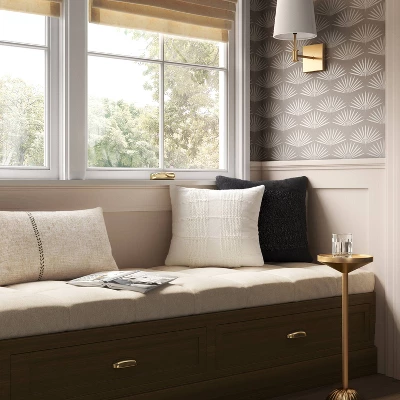 Oversized Stitched Lumbar Throw Pillow Neutral - Threshold™ 3 Oversized Stitched Lumbar Throw Pillow Neutral - Threshold™