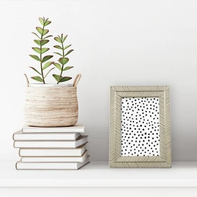 4" X 6" Herringbone Tabletop Frame Gold/White - Threshold™: Modern Style, Easel Back, Glass 6 4" X 6" Herringbone Tabletop Frame Gold/White - Threshold™: Modern Style, Easel Back, Glass - Image 4