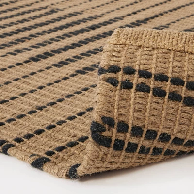Reseda Hand Woven Striped Jute Cotton Area Rug Black - Threshold™ Designed With Studio McGee 5 Reseda Hand Woven Striped Jute Cotton Area Rug Black - Threshold™ Designed With Studio McGee - Image 3