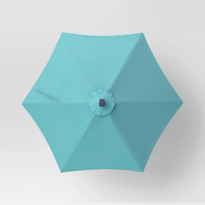 9' Round Solar Outdoor Patio Market Umbrella Turquoise - Threshold™ 5 9' Round Solar Outdoor Patio Market Umbrella Turquoise - Threshold™ - Image 3