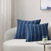2pk Square Cotton Woven Stripe Throw Pillows Navy/Ivory - Threshold™