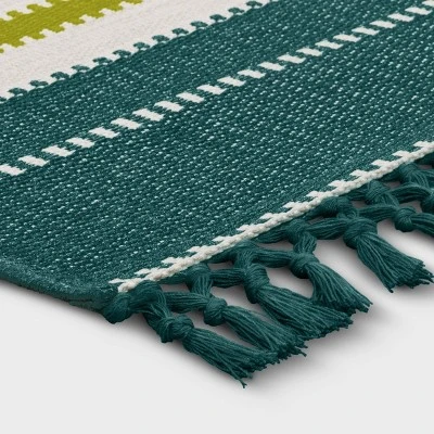 7'x10' Textural Stripe Rectangular Woven Outdoor Area Rug Light Green - Threshold™ 4 7'x10' Textural Stripe Rectangular Woven Outdoor Area Rug Light Green - Threshold™ - Image 2
