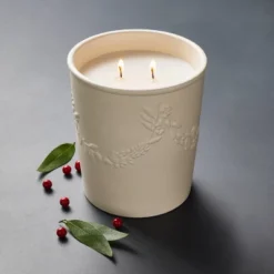 New Release 5 25oz Ceramic Bay & Winter Berry Candle Cream - Threshold™ Designed With Studio McGee