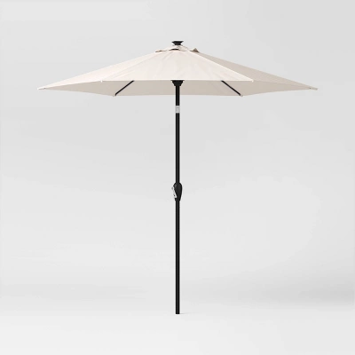 8' Round Solid Solar Outdoor Patio Market Umbrella With Black Pole - Threshold™ 8 8' Round Solid Solar Outdoor Patio Market Umbrella With Black Pole - Threshold™ - Image 6