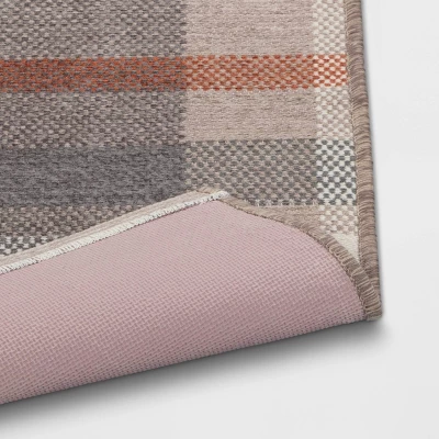1'8"x2'10" Washable Fall Checkered Accent Rug Tan - Threshold™ 5 1'8"x2'10" Washable Fall Checkered Accent Rug Tan - Threshold™ - Image 3