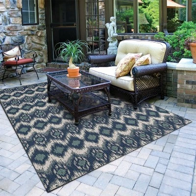 Ikat Outdoor Rug Blue - Threshold 5 Ikat Outdoor Rug Blue - Threshold - Image 3