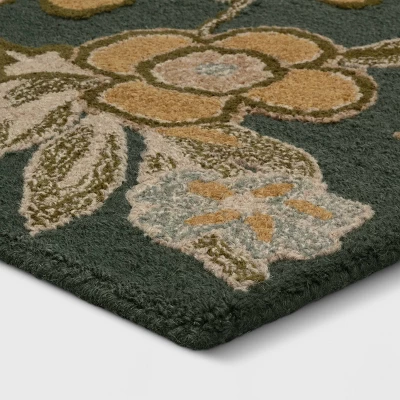 5'x7' Floral Handtufted Area Rug Dark Green - Threshold™ 4 5'x7' Floral Handtufted Area Rug Dark Green - Threshold™ - Image 2