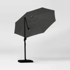 10' Round Solid Solar Offset Outdoor Patio Cantilever Umbrella With Black Pole - Threshold™ -Threshold GUEST 7ea6fda4 9546 46e9 b1db 41a7048f691e