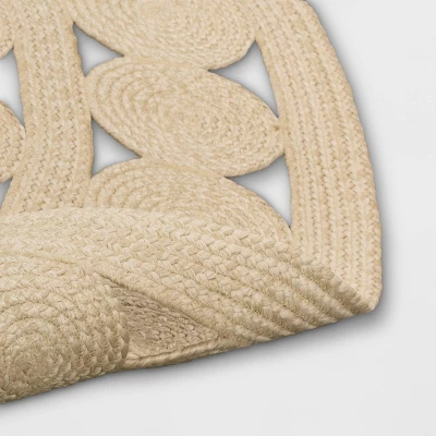 8' Round Ornate Braided Outdoor Rug Neutral - Threshold™ 5 8' Round Ornate Braided Outdoor Rug Neutral - Threshold™ - Image 3