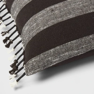 Square Modern Woven Stripe Decorative Throw Pillow Black - Threshold™ 5 Square Modern Woven Stripe Decorative Throw Pillow Black - Threshold™ - Image 3